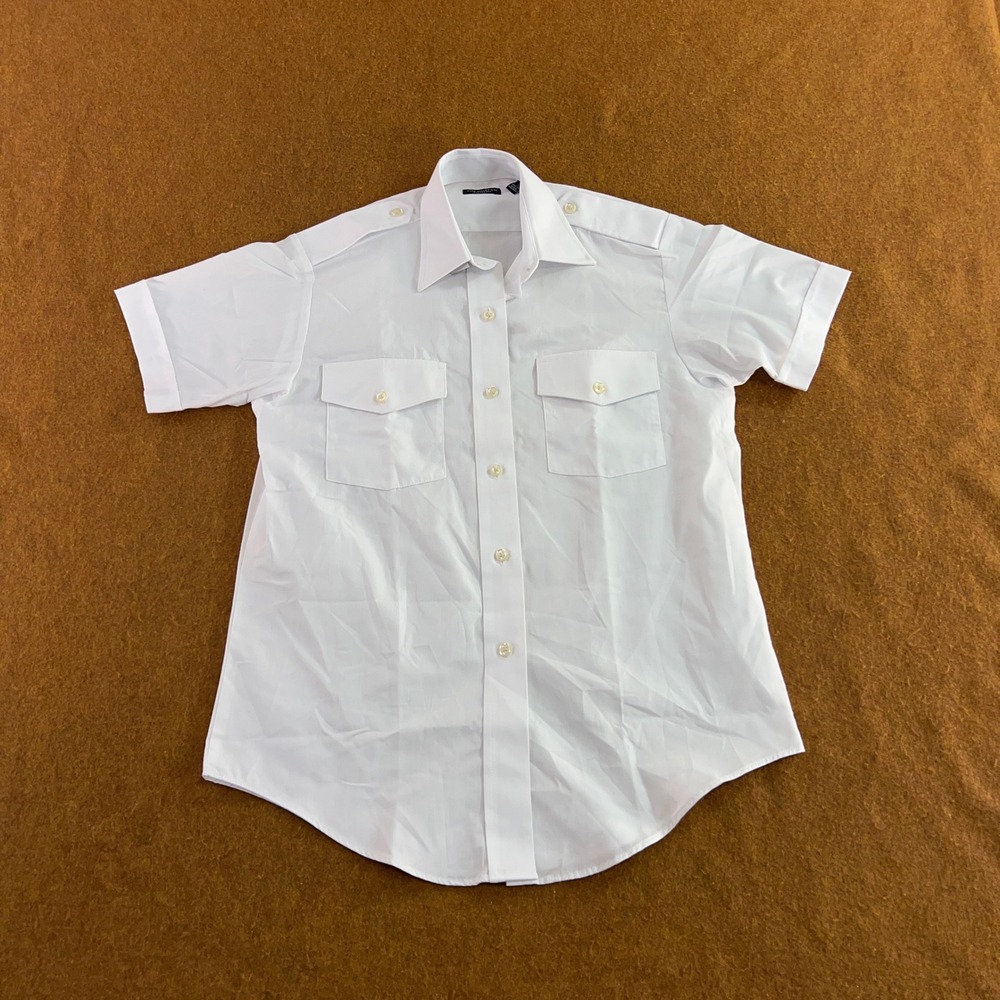 Van Heusen Mens 4 White The Aviator Short Sleeve Pilot Uniform Shirt New